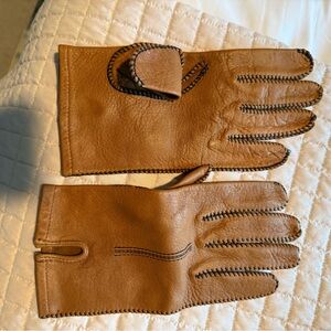 Vintage Leather Driving Gloves Mens Cognac Tan Hand Stitched Classic Car Gloves
